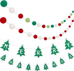 img 4 attached to Christmas Felt Ball Garland | Holiday Felt Banner for Christmas Tree | Pom Pom Garland | Festive Christmas Decoration