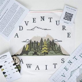 img 1 attached to 🌍 Explore the Unknown with Adventure Awaits Cross Stitch Kit - 14 Count White Aida, 12.6" x 12.3" Hand Embroidery Set - DIY Handmade Decor