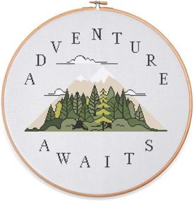 img 3 attached to 🌍 Explore the Unknown with Adventure Awaits Cross Stitch Kit - 14 Count White Aida, 12.6" x 12.3" Hand Embroidery Set - DIY Handmade Decor