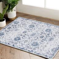 🌸 jinchan vintage area rug 2x3 persian rug navy blue floral print doormat boho farmhouse entryway mat indoor floor cover non slip soft bath mat for kitchen, bedroom, living room, dining room logo