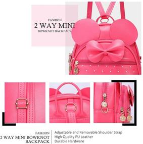 img 1 attached to Girls Bowknot Leather Backpack Black Women's Handbags & Wallets in Fashion Backpacks