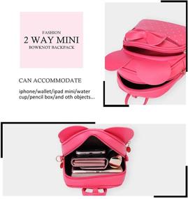 img 2 attached to Girls Bowknot Leather Backpack Black Women's Handbags & Wallets in Fashion Backpacks