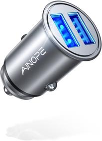 img 4 attached to AINOPE 4.8A All Metal Car Charger Adapter – Dual Port USB Car Charger for iPhone 🔌 13/12/11 pro/x/7/6, iPad Air 2/Mini 3, Note 9/Galaxy S10/S9/S8 in Sliver - Compact and Efficient Charging Solution