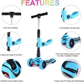 img 3 attached to 🛴 EATAO Kick Scooter for Children with LED Flashing Wheels, Adjustable Height, Extra Wide Deck - Ideal Gifts for Boys or Girls