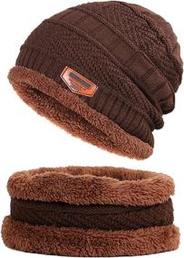 img 3 attached to Warm Knitted Beanie Hats and Scarf Set for Women by Muryobao - Winter Essentials