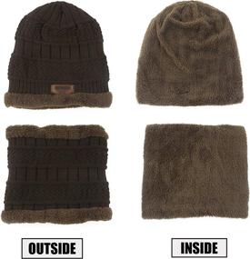 img 2 attached to Warm Knitted Beanie Hats and Scarf Set for Women by Muryobao - Winter Essentials