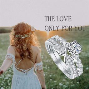 img 1 attached to 💍 Комплект обручальных колец BONLAVIE Infinity: 925 Серебряные переплетенные ободки с 1,75 каратным кубическим цирконием для женщин.