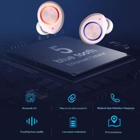 img 2 attached to 🎧 Waterproof LED Sports In-Ear True Wireless Earbuds V5.0 Bluetooth Headphones, HD Stereo Sound Bluetooth Wireless Earphone with Charging Case (Pink)