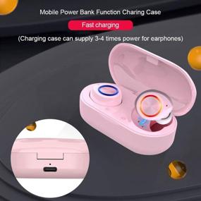 img 3 attached to 🎧 Waterproof LED Sports In-Ear True Wireless Earbuds V5.0 Bluetooth Headphones, HD Stereo Sound Bluetooth Wireless Earphone with Charging Case (Pink)