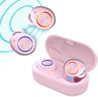 🎧 waterproof led sports in-ear true wireless earbuds v5.0 bluetooth headphones, hd stereo sound bluetooth wireless earphone with charging case (pink) logo