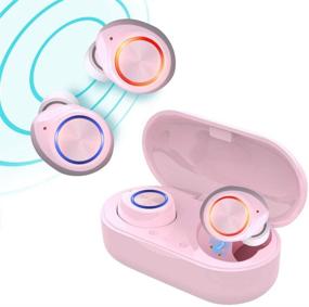 img 4 attached to 🎧 Waterproof LED Sports In-Ear True Wireless Earbuds V5.0 Bluetooth Headphones, HD Stereo Sound Bluetooth Wireless Earphone with Charging Case (Pink)