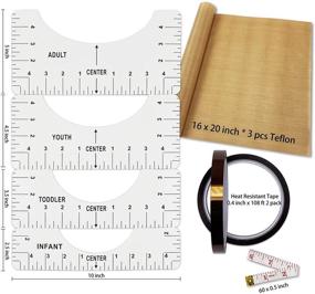 img 3 attached to 👕 T-Shirt Alignment Ruler Heat Resistant Tape & PTFE Teflon Transfer Sheet Bundle - 4 Rulers, 2 Rolls Heat Resistant Tape, 3 Packs PTFE Teflon Sheet, and 1 Tape Measure Included