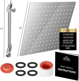 img 3 attached to 🚿 10-Inch High Pressure Rainfall Shower Head with 11-Inch Arm - Full Body Coverage and Small Silicone Nozzles - Universal Fit for High and Low Water Flow Showers