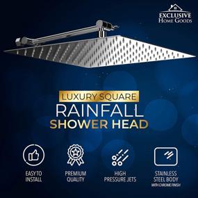 img 1 attached to 🚿 10-Inch High Pressure Rainfall Shower Head with 11-Inch Arm - Full Body Coverage and Small Silicone Nozzles - Universal Fit for High and Low Water Flow Showers