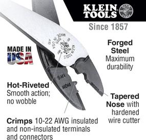 img 3 attached to 🔧 Klein Tools 1005 Cutting/Crimping Tool: Terminal Crimper for 10-22 AWG Insulated and Non-Insulated Terminals, Red