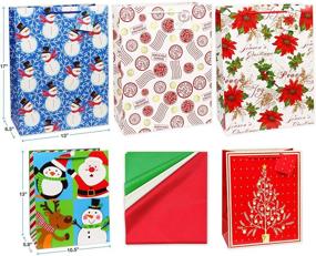 img 1 attached to 🎁 Fzopo Christmas Gift Bags Set – 12 Premium Quality Assorted Sizes Gift Bag Pack with Tissue Paper – Includes 3 XL, 3 L, 2 M, 2 S, 2 Bottle Christmas Bags for Gifts