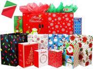 🎁 fzopo christmas gift bags set – 12 premium quality assorted sizes gift bag pack with tissue paper – includes 3 xl, 3 l, 2 m, 2 s, 2 bottle christmas bags for gifts logo