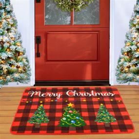 img 4 attached to 🎄 YoleShy Merry Christmas Doormat: Buffalo Plaid Door Mat for Front Door Entrance - Non-Skid Welcome Mat for Indoor and Outdoor Porch Decoration, 17 x 29 Inches