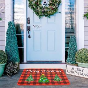 img 1 attached to 🎄 YoleShy Merry Christmas Doormat: Buffalo Plaid Door Mat for Front Door Entrance - Non-Skid Welcome Mat for Indoor and Outdoor Porch Decoration, 17 x 29 Inches