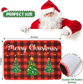img 2 attached to 🎄 YoleShy Merry Christmas Doormat: Buffalo Plaid Door Mat for Front Door Entrance - Non-Skid Welcome Mat for Indoor and Outdoor Porch Decoration, 17 x 29 Inches