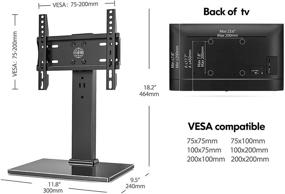 img 1 attached to Универсальная подставка для телевизора FITUEYES на стол для мониторов LCD от 19" до 42" компьютеров с плоским экраном - закаленное черное стекло, с поворотом, с регулировкой высоты, выдерживает до 88 фунтов, VESA 200x200 мм.