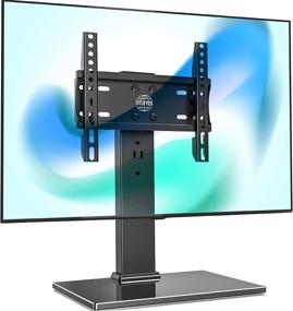 img 4 attached to 📺 FITUEYES Universal TV Stand Base Table Top for 19”-42” LCD Monitor TVS Computers Flat Screen - Tempered Black Glass Swivel Small TV Stand with Height Adjustment, Holds Up to 88LBS, VESA 200x200mm