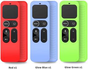 img 3 attached to 3 Pack of Anti-Slip Silicone Remote Covers for Apple TV 4K / 5th 4th Gen Remote - TOLUOHU - Shockproof, Lightweight, Glow Blue, Glow Green, Red