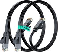 🔌 high-speed maximm cat 7 ethernet cable 3ft - 2 pack, black | flat internet lan network patch cord with rj45 connectors логотип