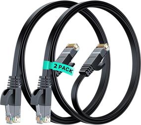 img 4 attached to 🔌 High-Speed Maximm Cat 7 Ethernet Cable 3Ft - 2 Pack, Black | Flat Internet LAN Network Patch Cord with RJ45 Connectors