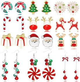 img 4 attached to Festive and Adorable Christmas Earrings: Bow Knot Snowflake Jingle Bell Reindeer Chrismtas Earrings for Women and Girls - Perfect Xmas Party Gifts!