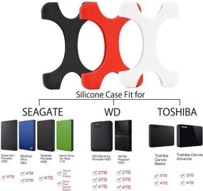 img 3 attached to Rancco Silicone Shockproof HDD Case - Ideal for Seagate Backup Plus 3T/4T, Expansion 4T, Game Drive for Xbox One 4T, WD My Passport & Elements 2T/3T/4T, Toshiba Canvio Advance & Canvio Basics - 3 Pcs Set