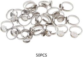 img 3 attached to 🔮 PH PandaHall 50pcs 10mm Stainless Steel Adjustable Finger Rings Components with Flat Round Pad Ring Base Findings for Ring Making - Stainless Steel Color
