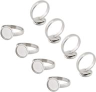 🔮 ph pandahall 50pcs 10mm stainless steel adjustable finger rings components with flat round pad ring base findings for ring making - stainless steel color logo