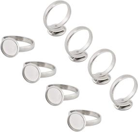 img 4 attached to 🔮 PH PandaHall 50pcs 10mm Stainless Steel Adjustable Finger Rings Components with Flat Round Pad Ring Base Findings for Ring Making - Stainless Steel Color