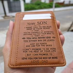 img 3 attached to Personalized Engraved Leather 🎁 Minimalist Wallet for Husband and Grandson