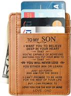 personalized engraved leather 🎁 minimalist wallet for husband and grandson logo