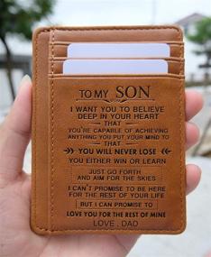 img 2 attached to Personalized Engraved Leather 🎁 Minimalist Wallet for Husband and Grandson