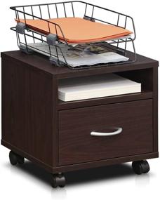 img 1 attached to 🛒 Furinno Indo Petite Under Desk Utility Cart with Casters: Compact Espresso Organizer for Efficient Storage