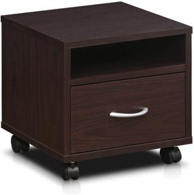 img 4 attached to 🛒 Furinno Indo Petite Under Desk Utility Cart with Casters: Compact Espresso Organizer for Efficient Storage