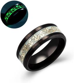 img 2 attached to 🐉 Ginger Lyne Collection Dragon Glow in The Dark Stainless Steel Black Comfort Fit Band Ring | SEO-friendly Product Name