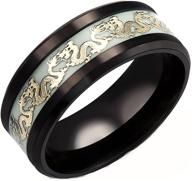 🐉 ginger lyne collection dragon glow in the dark stainless steel black comfort fit band ring | seo-friendly product name logo