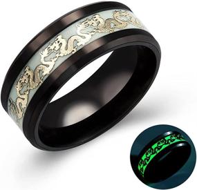 img 1 attached to 🐉 Ginger Lyne Collection Dragon Glow in The Dark Stainless Steel Black Comfort Fit Band Ring | SEO-friendly Product Name
