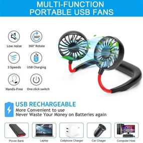 img 4 attached to 🌬️ Hands-Free Neck Fan: Rechargeable USB Mini Personal Fan with 3-Level Fan Speeds and 7 LED Lights – Ideal for Travel, Outdoor Activities, Office, and Home Sports