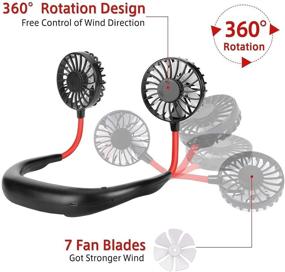 img 3 attached to 🌬️ Hands-Free Neck Fan: Rechargeable USB Mini Personal Fan with 3-Level Fan Speeds and 7 LED Lights – Ideal for Travel, Outdoor Activities, Office, and Home Sports