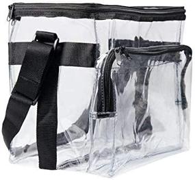 img 3 attached to CHM Large Clear Lunch Bag: Transparent Lunch Box with Adjustable 👜 Strap, Front Storage Compartment – Ideal for Men and Women in Work Environments