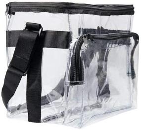 img 4 attached to CHM Large Clear Lunch Bag: Transparent Lunch Box with Adjustable 👜 Strap, Front Storage Compartment – Ideal for Men and Women in Work Environments