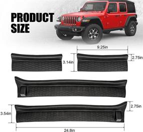 img 2 attached to Премиум накладки на пороги из черного резинового коврика для Jeep Wrangler JL/JLU/Gladiator - комплект из 4 штук