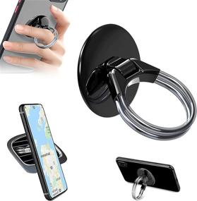 img 4 attached to 📱 RUNGLI Cell Phone Ring Holder: 3 in 1 Universal Stand and Car Holder - Black | iPhone, Samsung and Smartphones