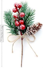 img 2 attached to 🎄 8 PCS Artificial Red Berry Stems Pine Branches Evergreen Christmas Berries Decor with Pine Cones, Craft Wreath Picks & Winter Holiday Floral Picks for DIY Xmas Garland Crafts and Holly Stem Decoration