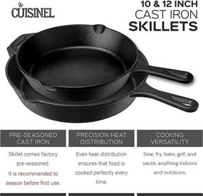 img 3 attached to 🍳 Premium Pre-Seasoned Cast Iron Skillet Set: 10-Inch and 12-Inch 2-Piece Bundle for Oven Safe Cooking - Complete with Heat-Resistant Holders - Perfect for Indoor and Outdoor Use on Grill, Stovetop, and Induction